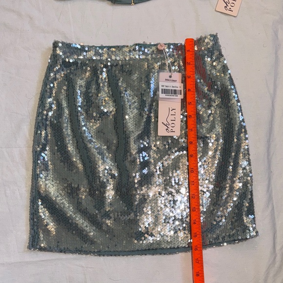 Oh Polly teal blue Sequin Bralette and Skirt Set - Picture 8 of 10